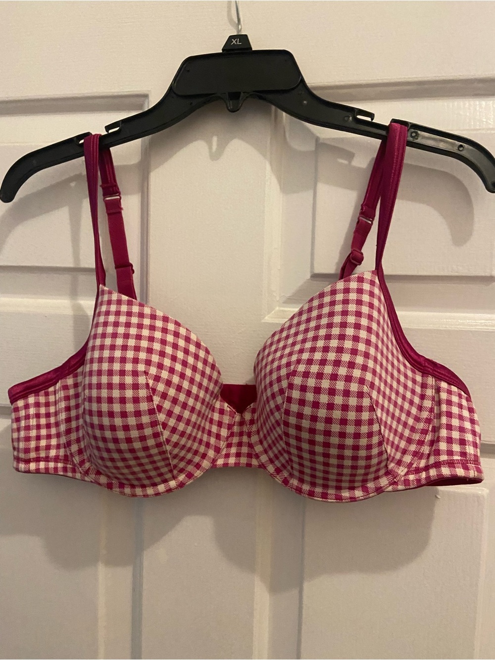 Cacique 42C 42 C Dark Pink Gingham Underwire Bra
